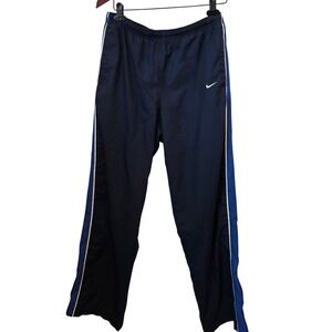 Nike Womens Track Pants Joggers Navy Blue White Blue Stripe Athletic Size L
